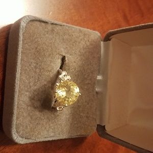 Diamonique Lemon Quartz Round Stone Ring